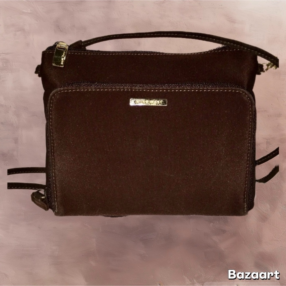 🎉 NINE WEST Brown Polyester Organizer Crossbody Bag